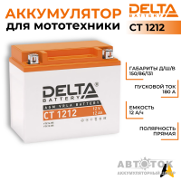 Delta CT 1212, 12V 12Ah, 180А YTX14-BS, YTX12-BS