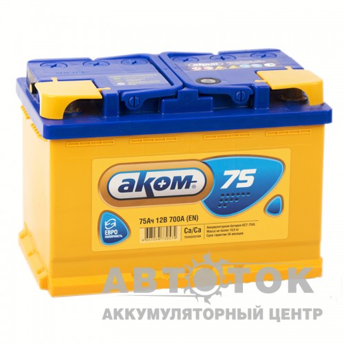 Автомобильный аккумулятор Аком 75L 750A