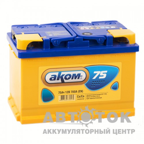 Автомобильный аккумулятор Аком 75R 750A