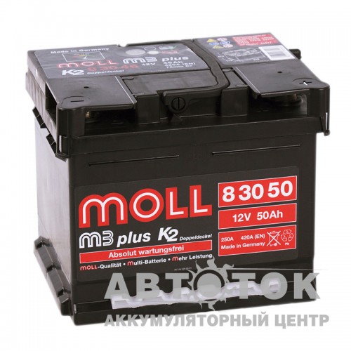 Автомобильный аккумулятор Moll M3plus 50R 420А 207х175х175