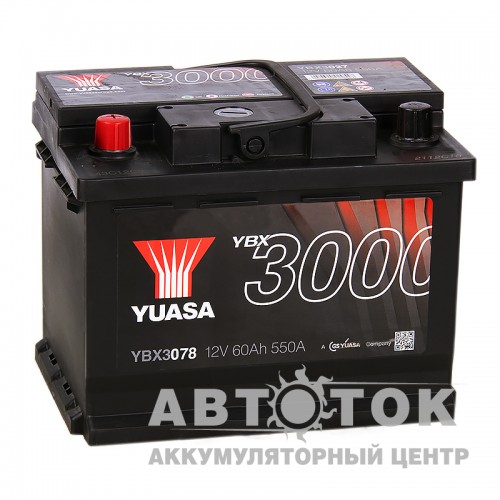 Автомобильный аккумулятор YUASA YBX3000 60L 550А  YBX3078