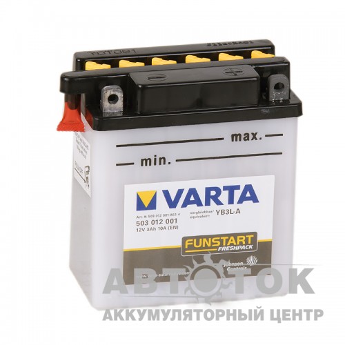 Автомобильный аккумулятор Varta FUNSTART Freshpack 3 Ач 30А 100x58x112 О.П. 503 012 001, YB3L-A CB3L-A сухозар.