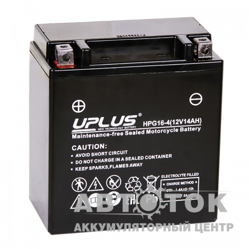 Автомобильный аккумулятор Uplus Nano GEL 14 Ач 170А П.П. YTX16 150x87x161 HPG16-4