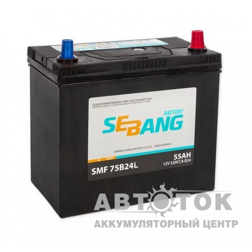 Автомобильный аккумулятор Sebang 75B24L 55Ач о.п. 480A